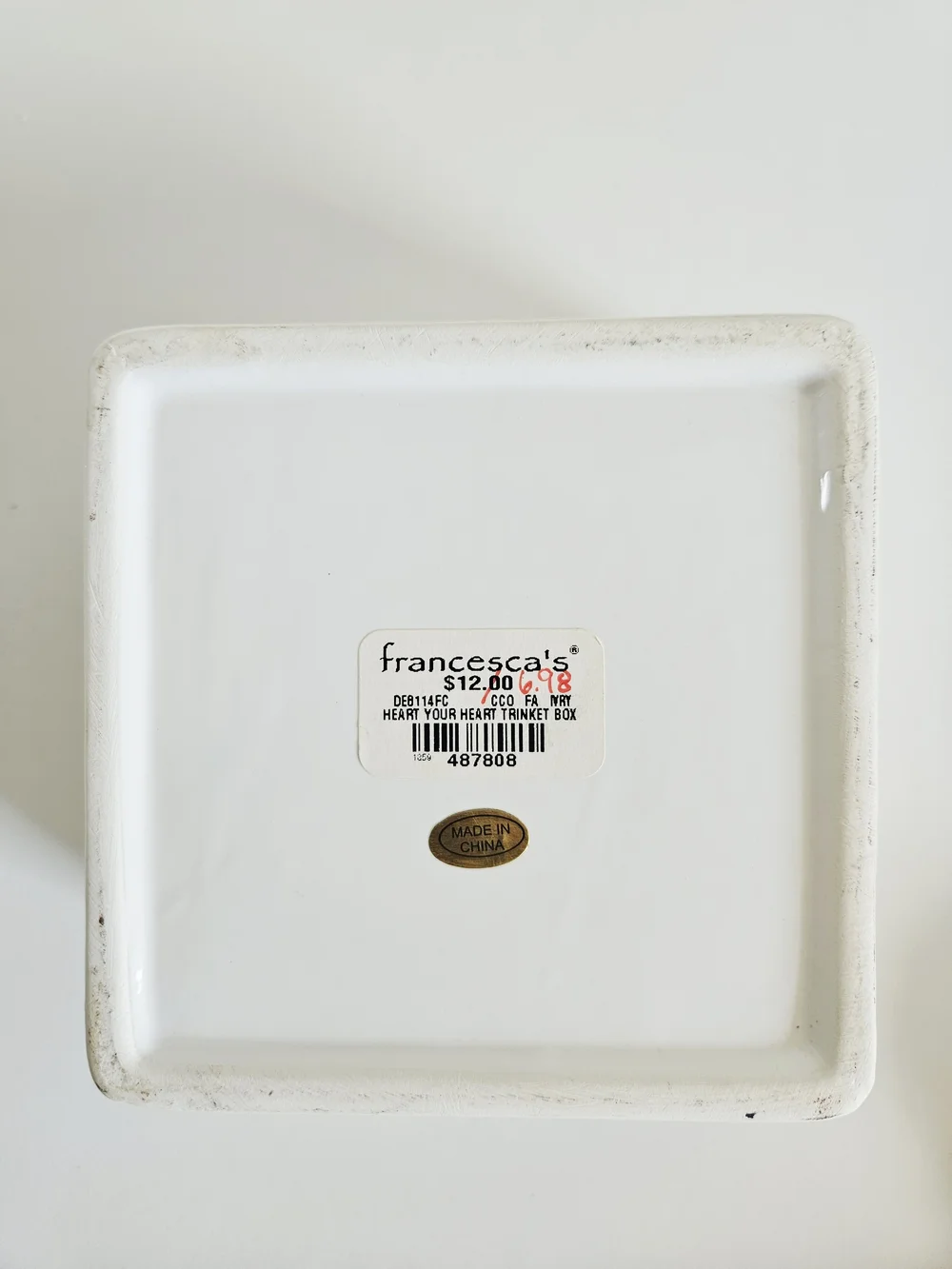 White Ceramic Trinket Dish with Gold Heart Accents